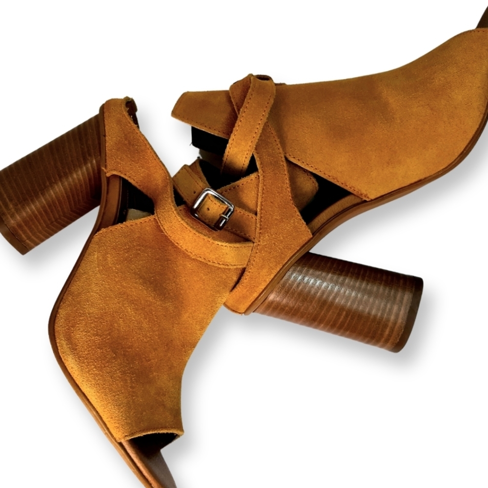 TOPSHOP Open Toe Leather Heels  Block Heels | Open Toe Shoes SIZE 39 NWOT - Picture 4 of 4